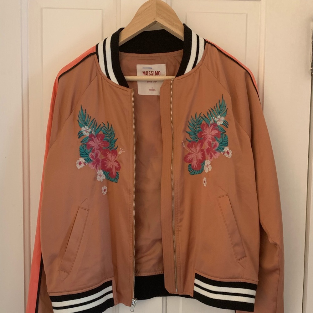 Satin Pink floral bomber jacket